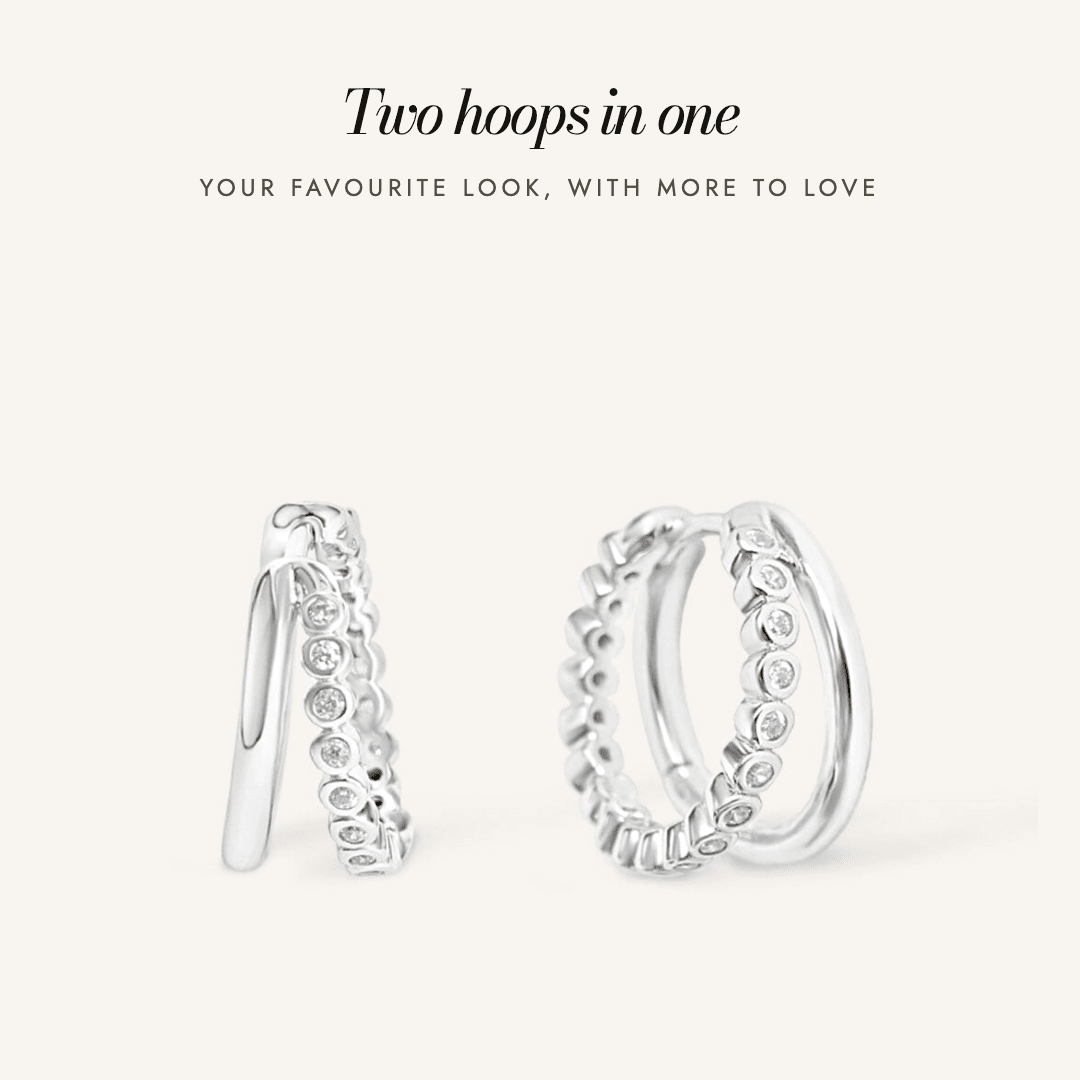 Eden Double Hoops in silver — two hoops in one