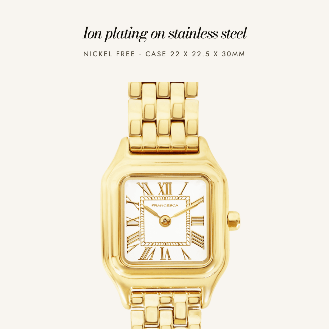 Louis Watch in gold — ion plating on stainless steel, nickel free