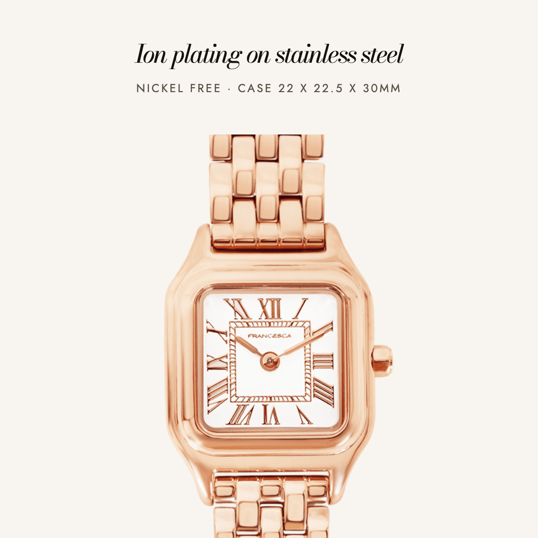 Louis Watch in rose gold — ion plating on stainless steel, nickel free