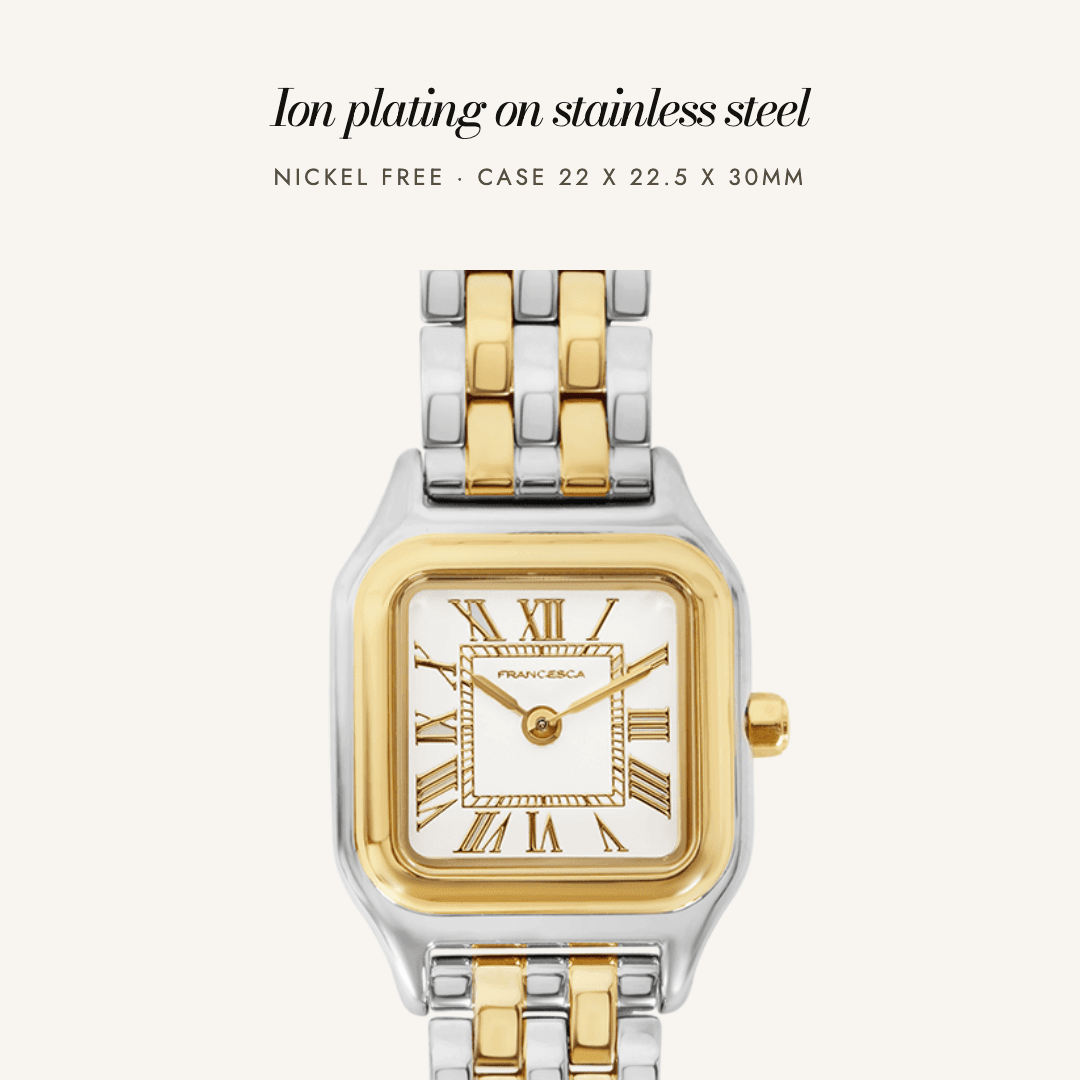 Louis Watch in two tone — ion plating on stainless steel, nickel free