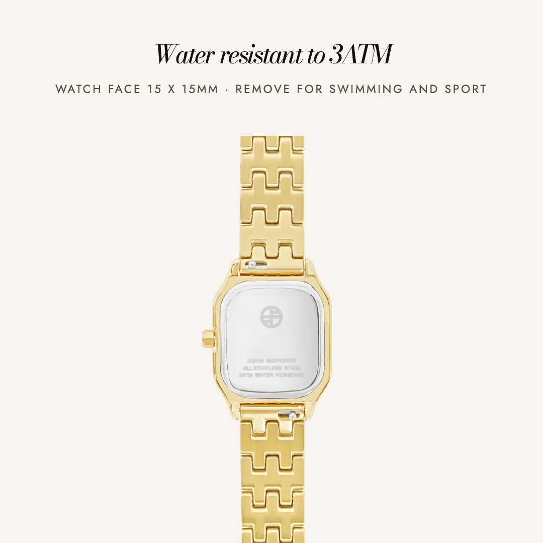 Caseback of the Louis Watch in gold — water resistant to 3ATM
