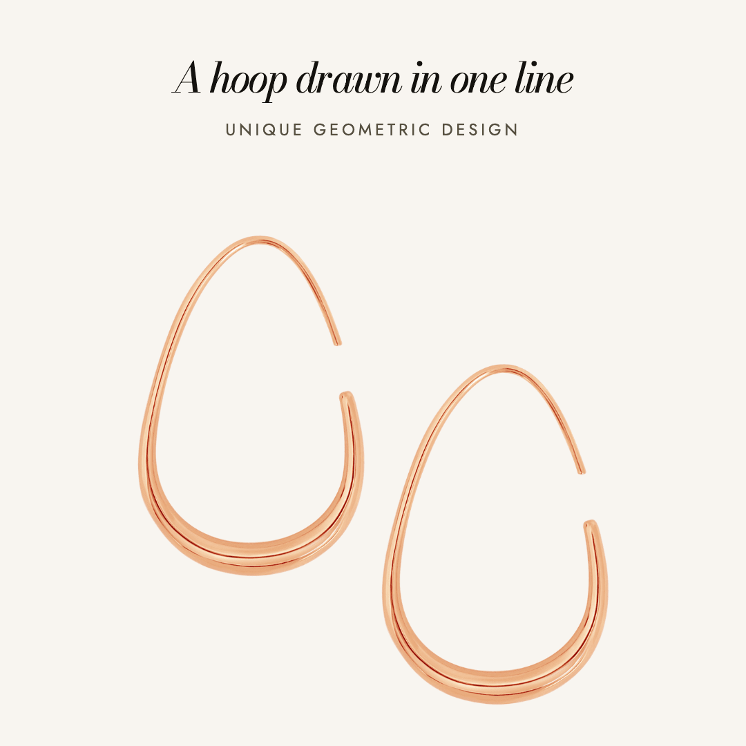 Tate Hoops in rose gold — a hoop drawn in one line