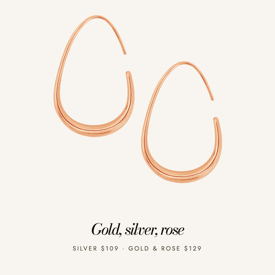 Tate Hoops in rose gold — available in gold, silver and rose
