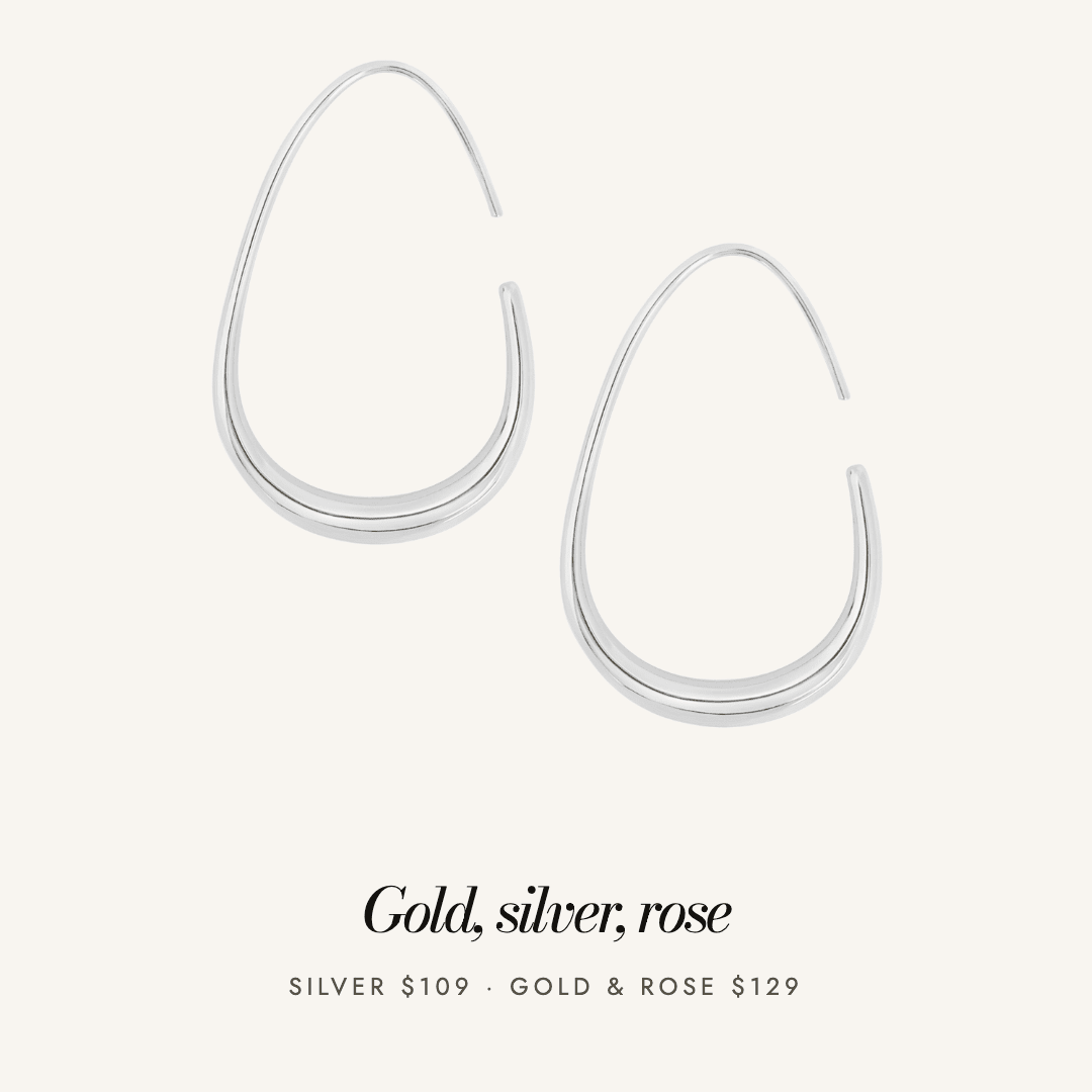 Tate Hoops in silver — available in gold, silver and rose