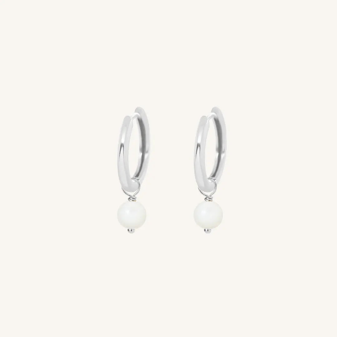 Buy Mother Of Pearl Earrings Hanged In A Gold Design Hoop