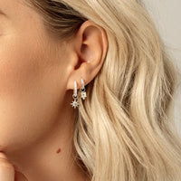 Contentment Star Crystal Hoops