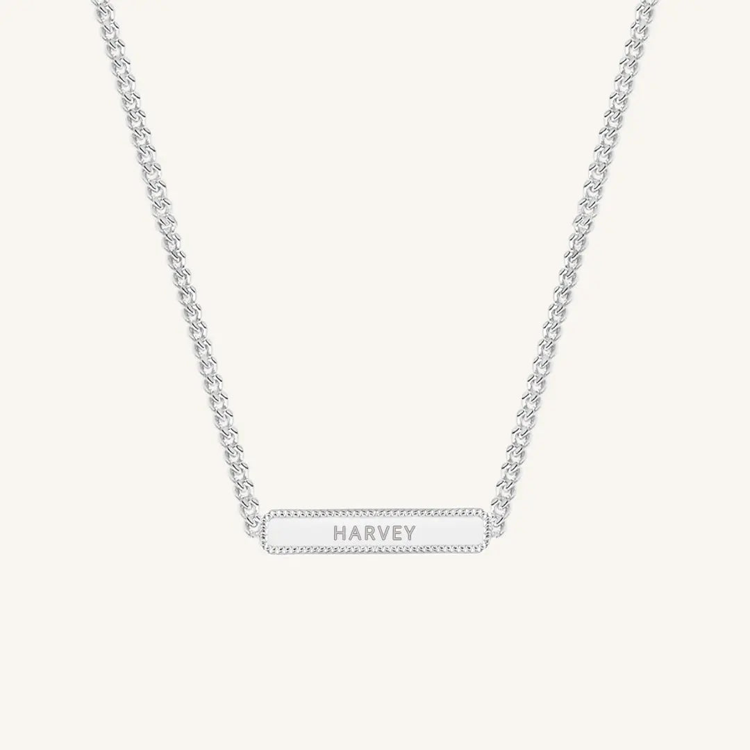 The  SILVER  Etch Bar Necklace by  Francesca Jewellery from the Necklaces Collection.