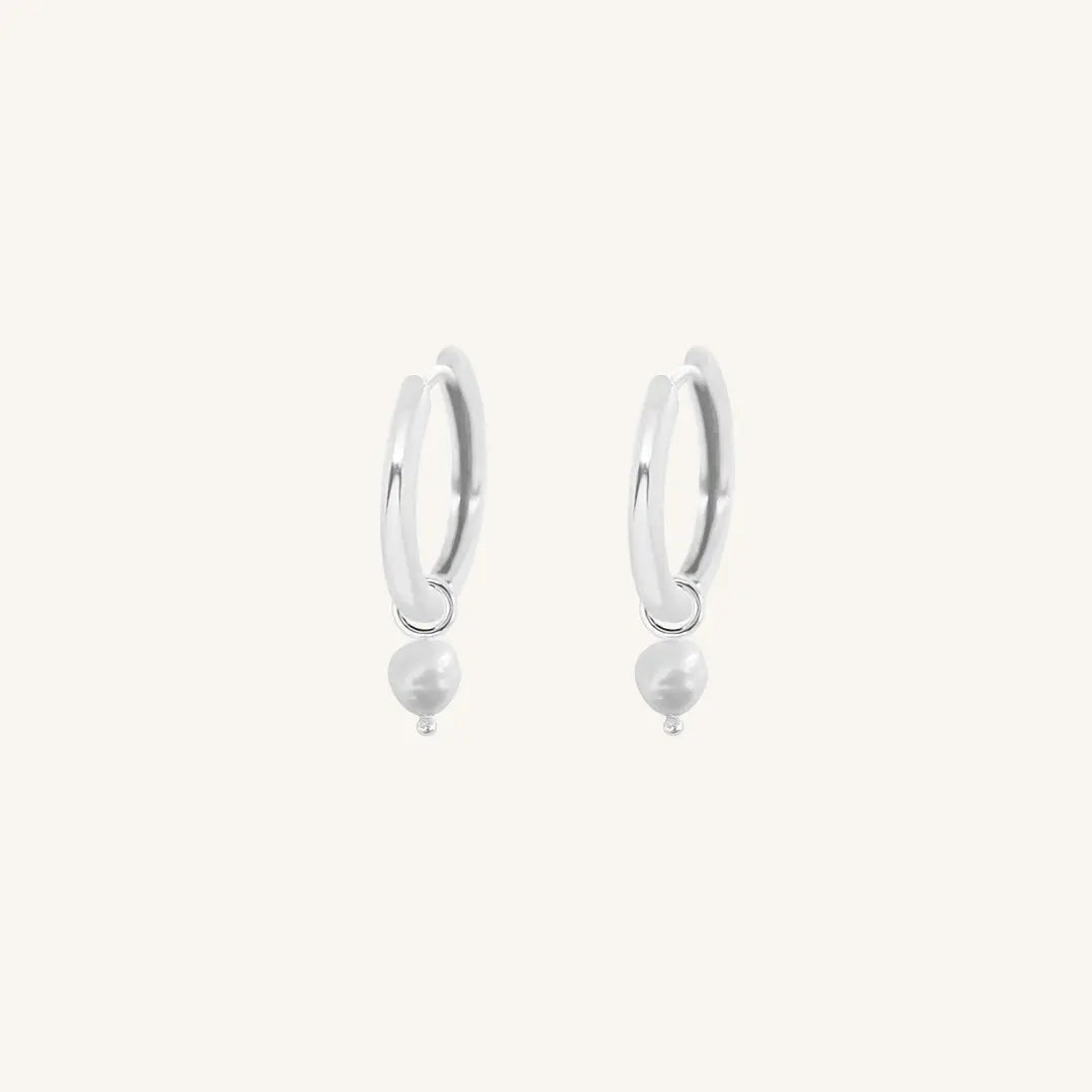 The  SILVER-Ari  Pearl Plain Hoops by  Francesca Jewellery from the Earrings Collection.