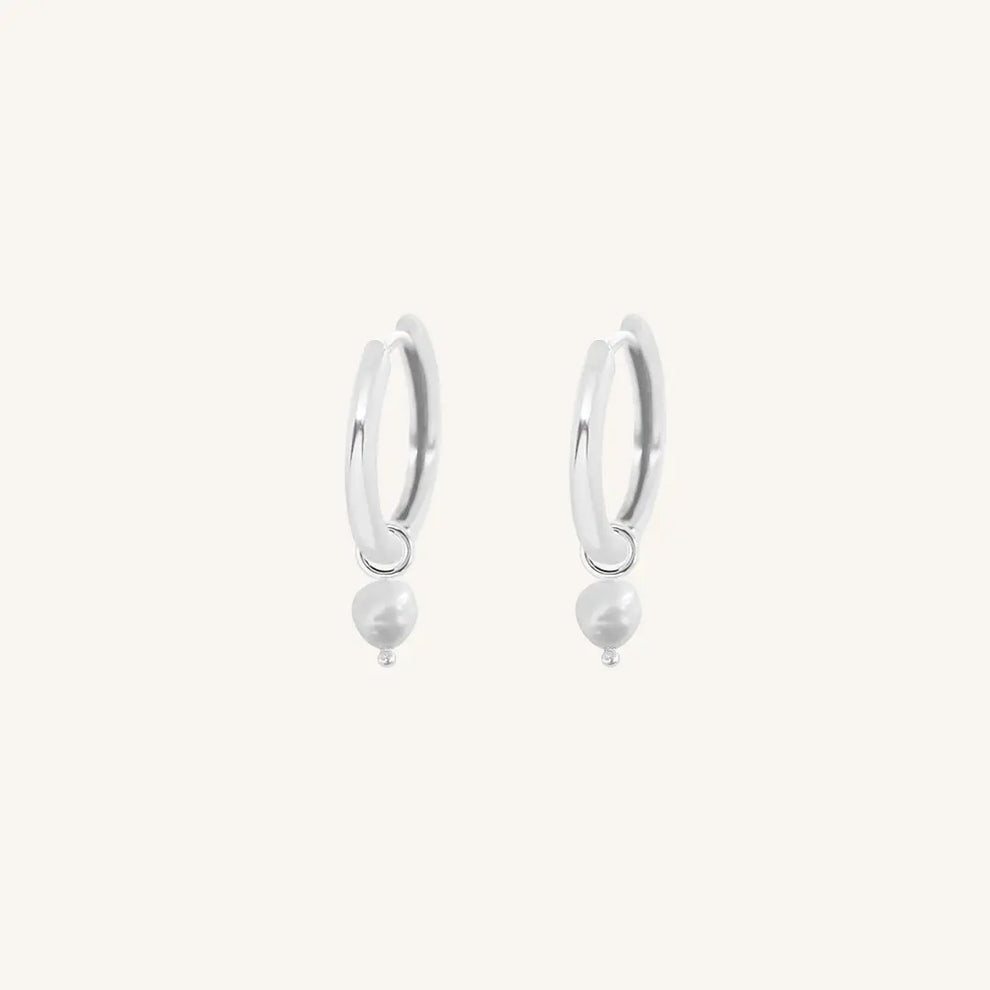 Girl with a Pearl Contemporary Hoops on Silver main image 1