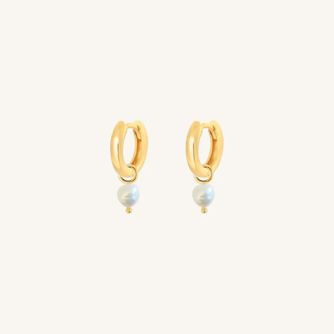 The  GOLD-Billie  Pearl Plain Hoops by  Francesca Jewellery from the Earrings Collection.