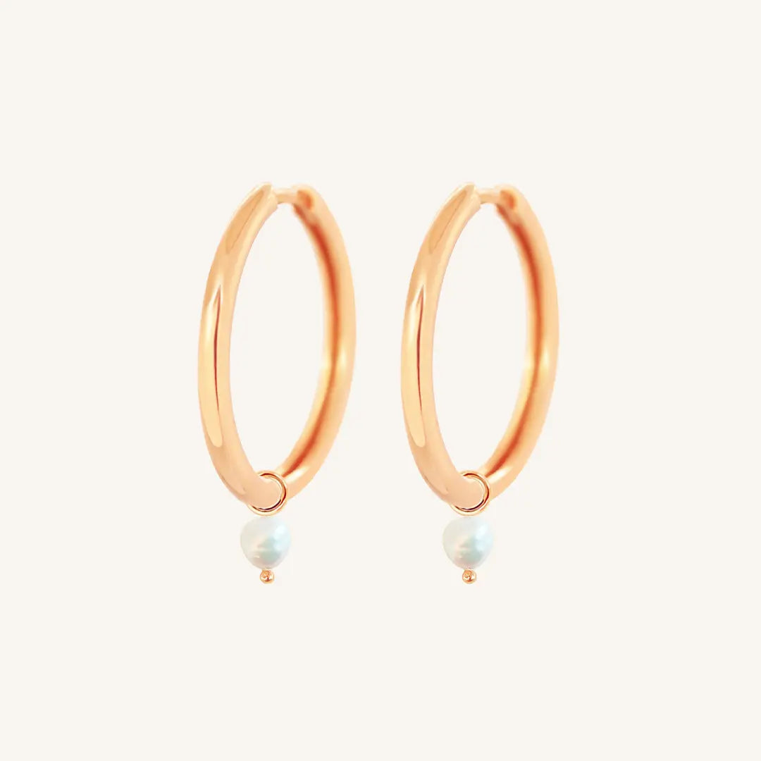 The  ROSE-Riley  Pearl Plain Hoops by  Francesca Jewellery from the Earrings Collection.