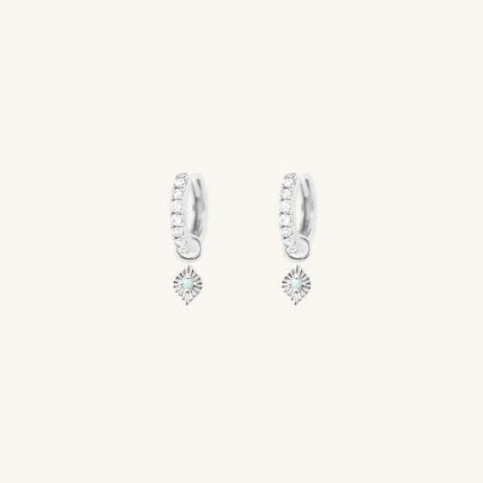 The  SILVER-Darcy  Pillar Crystal Hoops by  Francesca Jewellery from the Earrings Collection.